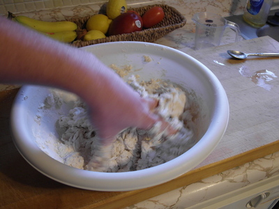 Mix Liquid and Flour with Hands 2