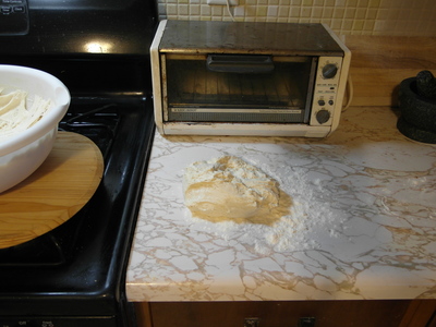 Place dough on floured-surface