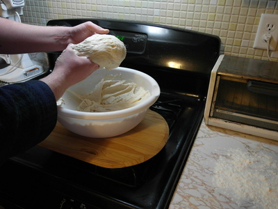 Take dough from bowl
