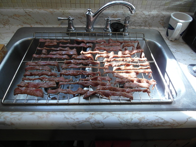 All Beef strips on oven grate