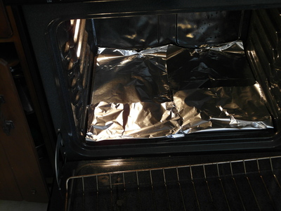Aluminum foil in oven