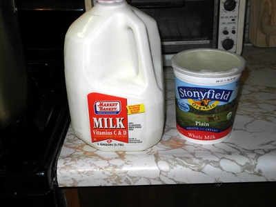 Milk and left-over yogurt