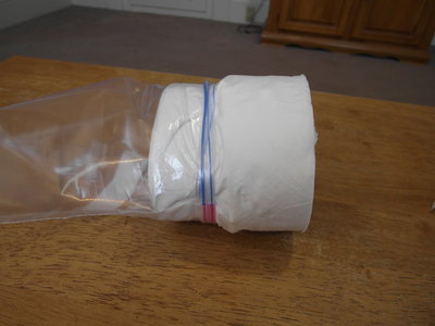 Stuff toilet paper into ziploc