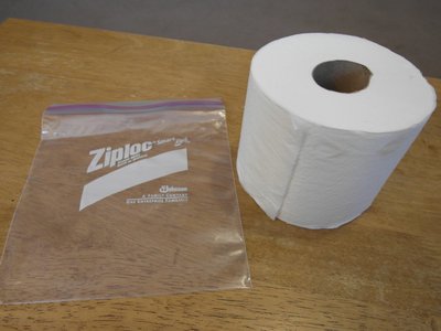 Toilet paper and ziploc bag